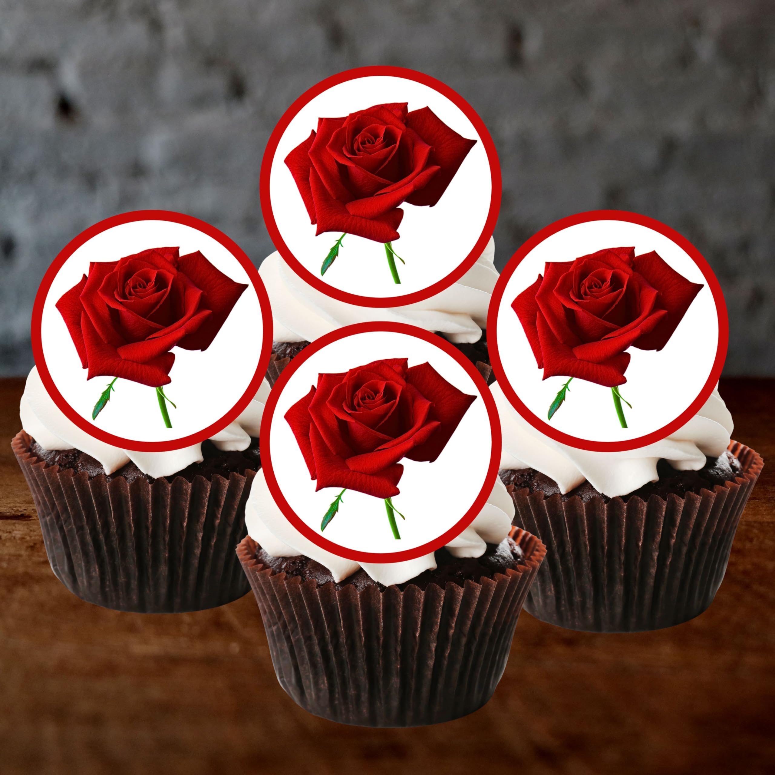 48 Rose Cake Decorations, Roses Wafer Card Cupcake Decorations Rose Flower Edible Cake Decorations, Rose Edible Cupcake Toppers