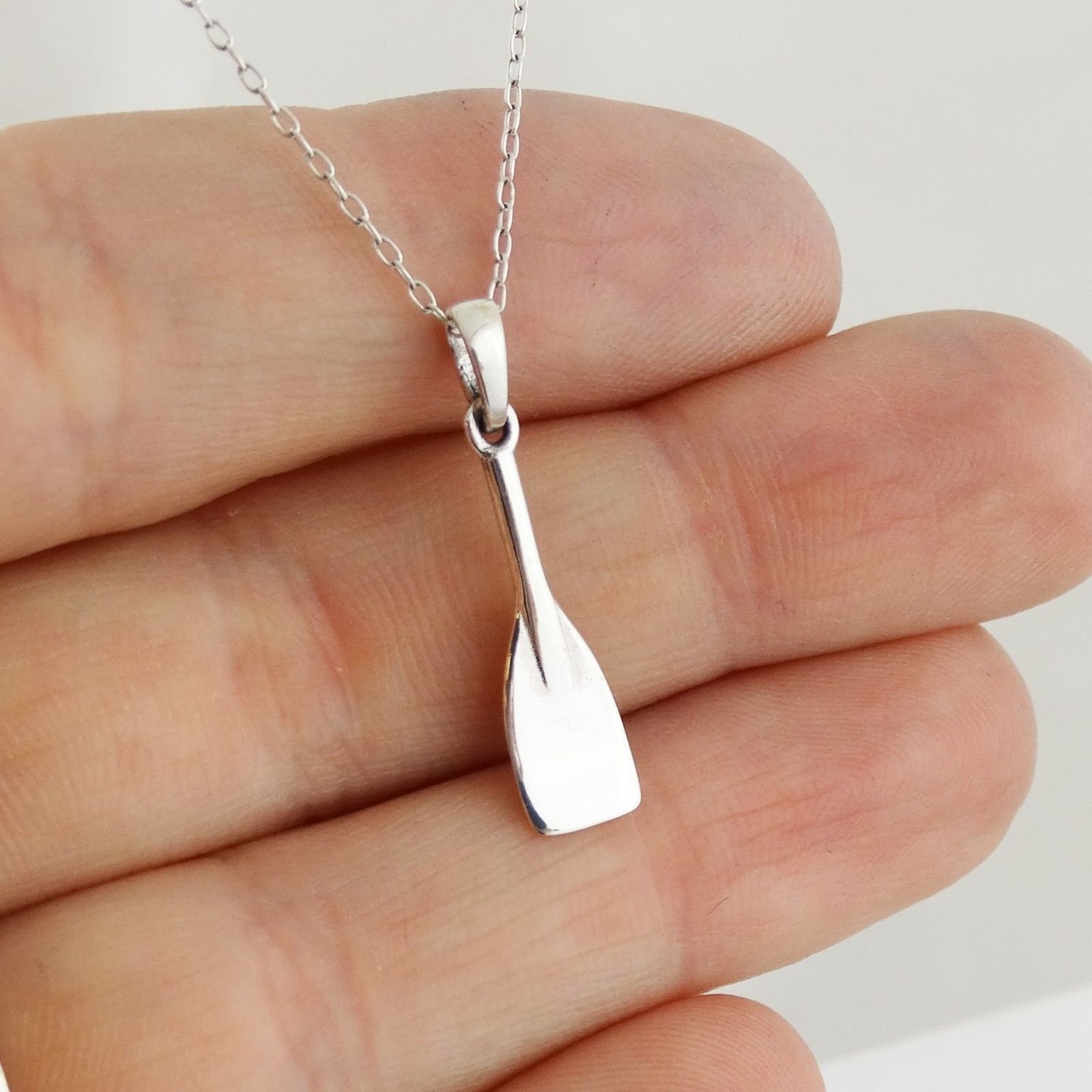 FashionJunkie4Life Sterling Silver Rowing Oar Pendant Necklace, 18" Chain, Crew Racing