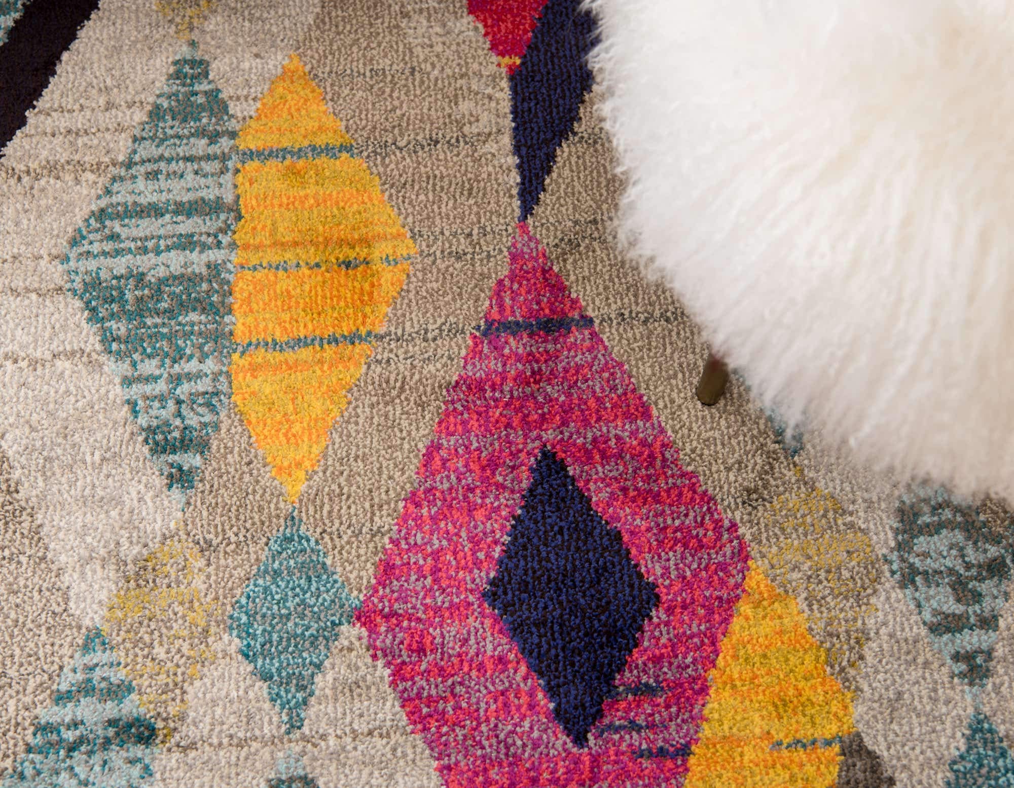 Unique Loom Sedona Collection Southwestern, Distressed, Over-Dyed, Modern, Tribal, Abstract Area Rug (6' 0 x 6' 0 Round, Multi/Beige)