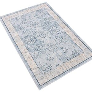 Unique Loom Paris Collection Pastel Tones Traditional Distressed Light Blue Area Rug (2' 2 x 3' 0)