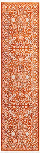 Unique Loom Traditional Classic Intricate Design with Distressed Vintage Detail, Area Rug, 2' 7 x 10' 0 Runner, Terracotta/Ivory