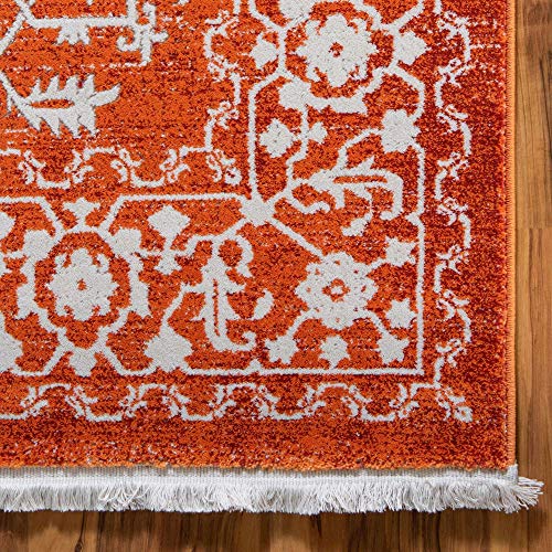 Unique Loom Traditional Classic Intricate Design with Distressed Vintage Detail, Area Rug, 2' 7 x 10' 0 Runner, Terracotta/Ivory