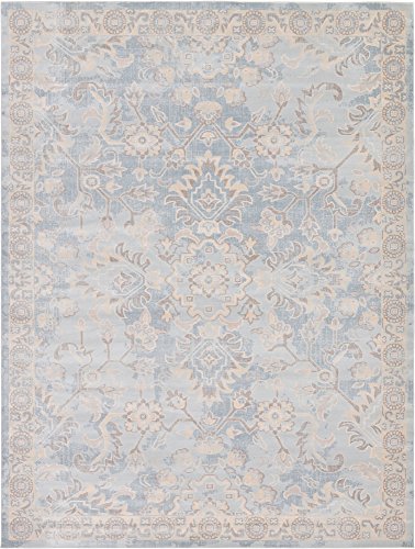 Unique Loom Paris Collection Pastel Tones Traditional Distressed Light Blue Area Rug (9' 0 x 12' 0)