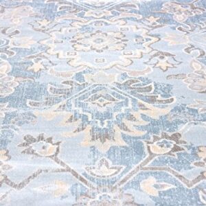 Unique Loom Paris Collection Pastel Tones Traditional Distressed Light Blue Area Rug (9' 0 x 12' 0)