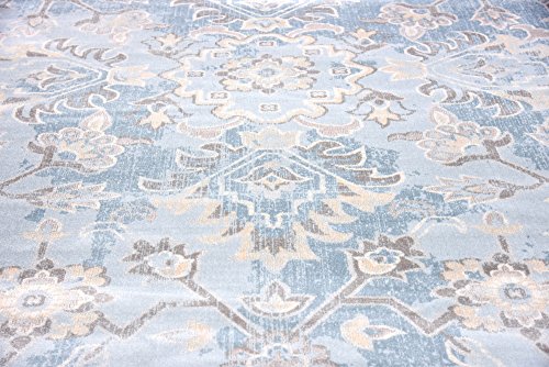 Unique Loom Paris Collection Pastel Tones Traditional Distressed Light Blue Area Rug (9' 0 x 12' 0)