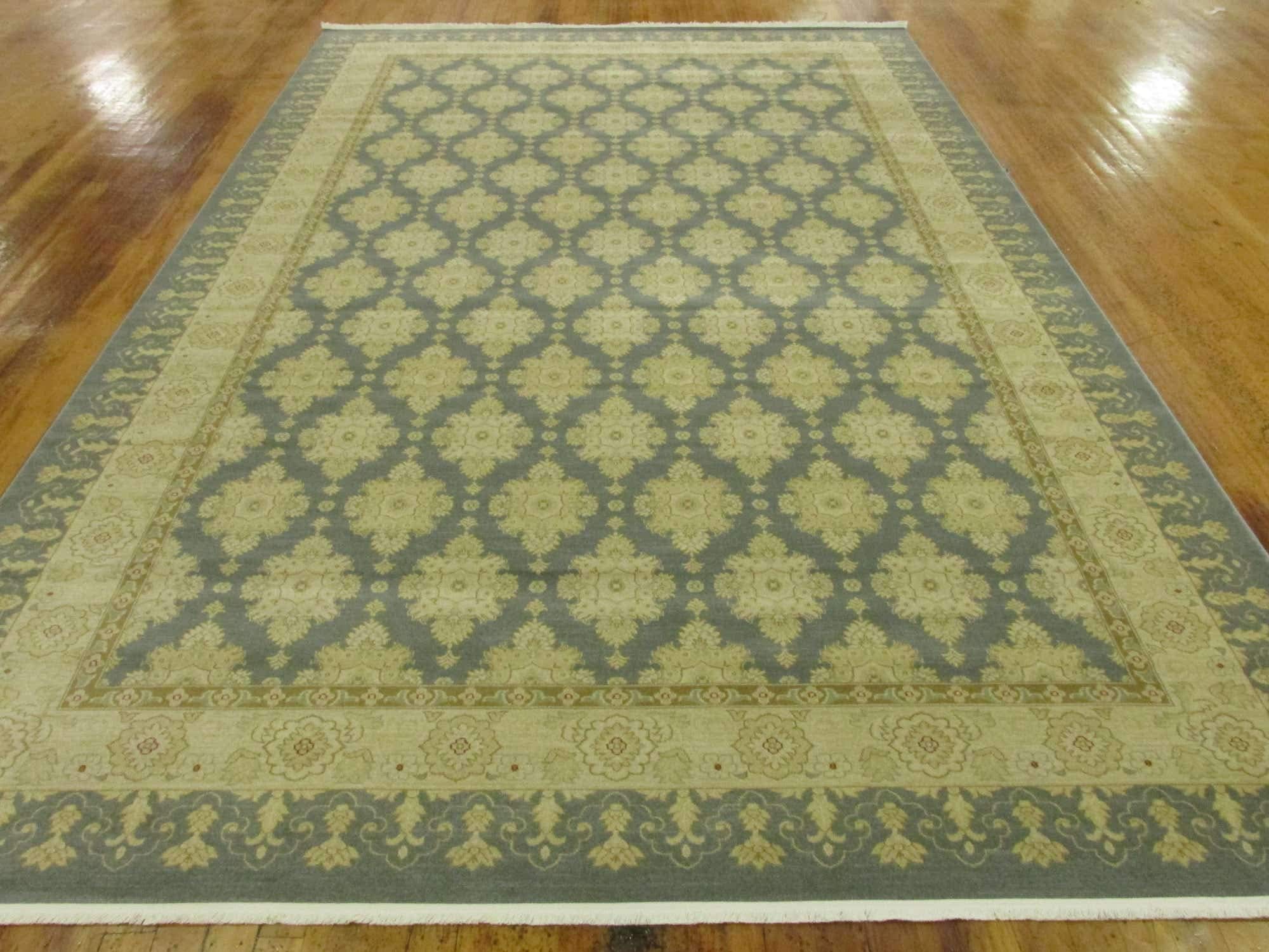 Unique Loom Edinburgh Collection Area Rug-Zinnia, 10 ft 6 in x 16 ft 5 in, Blue/Beige