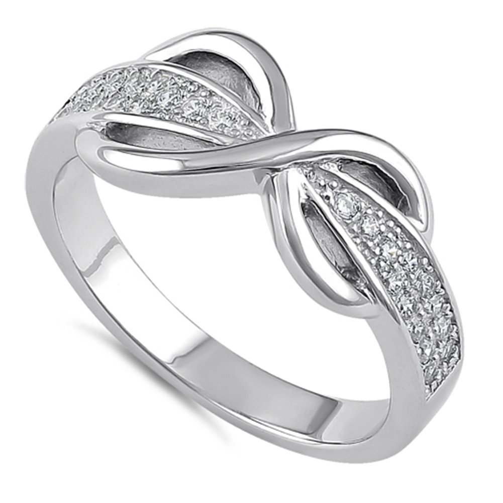 Heartbeat Sterling Silver Simulated Diamond Infinity Love and Friendship Ring (8)