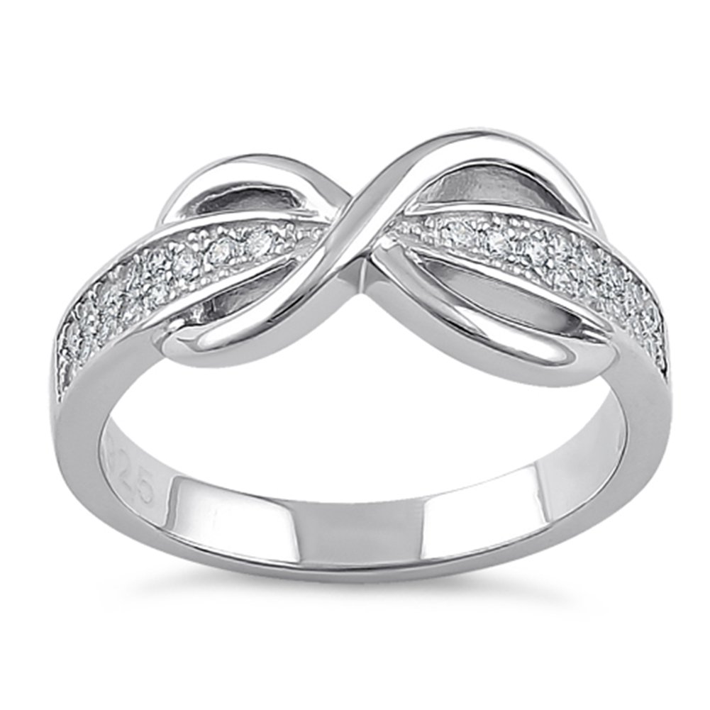 Heartbeat Sterling Silver Simulated Diamond Infinity Love and Friendship Ring (8)