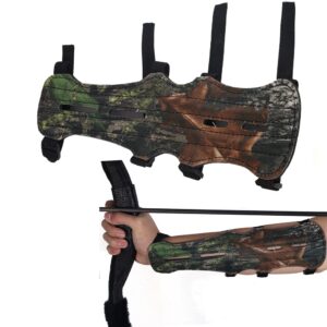 TOPARCHERY 12" Cow Leather Arm Guard Protector with 4 Adjustable Straps (Camouflage)