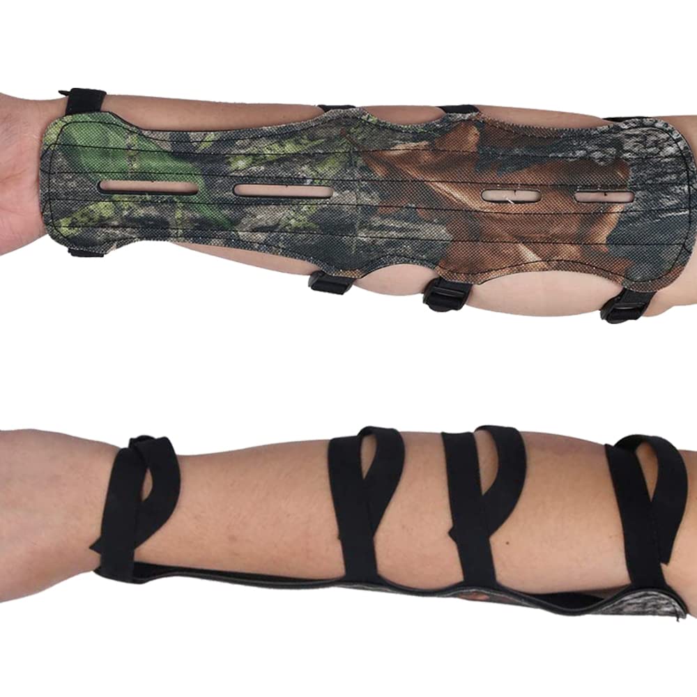 TOPARCHERY 12" Cow Leather Arm Guard Protector with 4 Adjustable Straps (Camouflage)