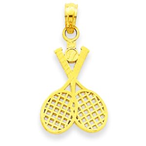 10k Yellow Gold Two Tennis Racquets Sports Charm Pendant