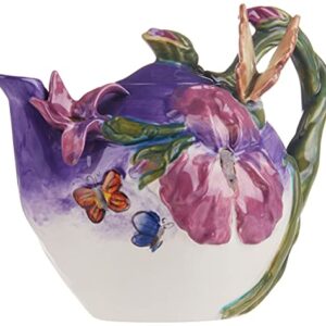 Blue Sky Ceramic Blue Bella Violet Butterfly Teapot, 9.5 x 6 x 7"