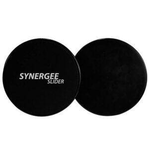 Synergee Jet Black Core Sliders. Dual Sided Use on Carpet or Hardwood Floors. Abdominal Exercise Equipment