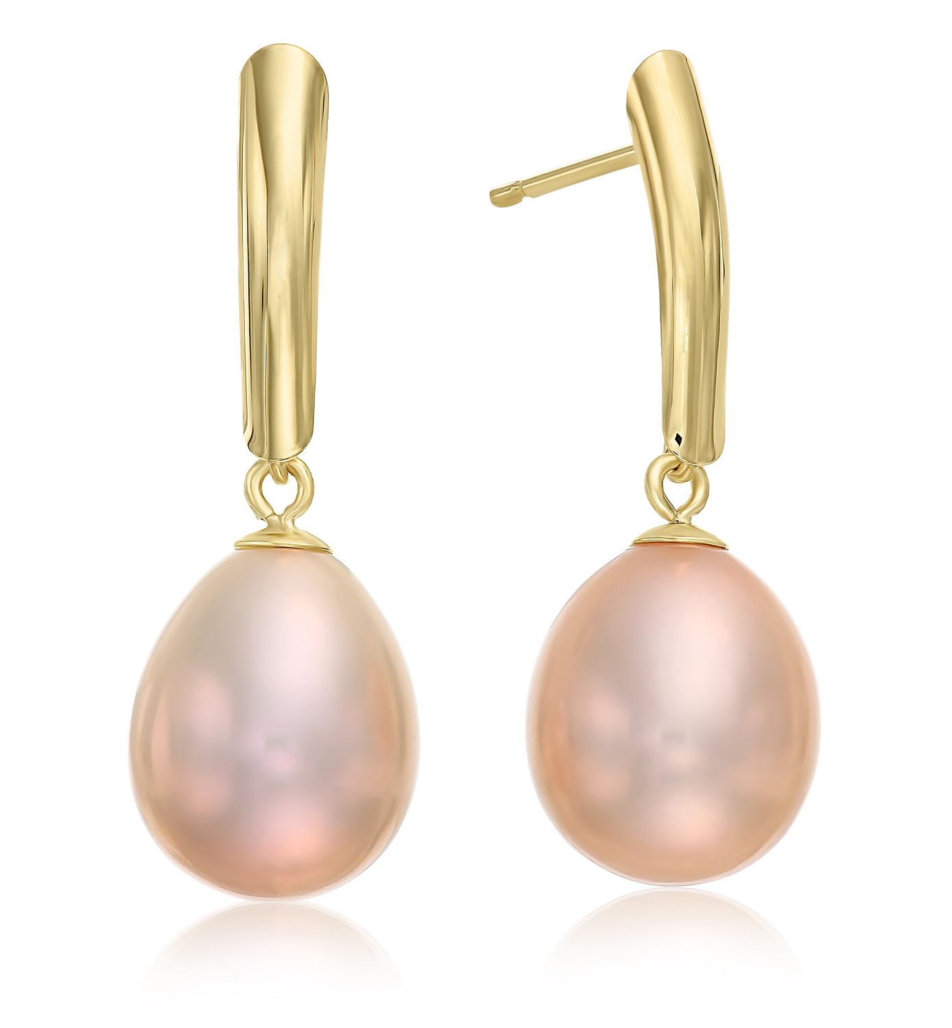 14k Yellow Gold Freshwater Cultured Drop Pearl Earring (Pink)