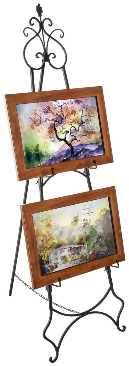 Displays2go Floor Easel, Holds 2 Frames, 65 Inch, Folding/Adjustable Design (EASSCRL65B)