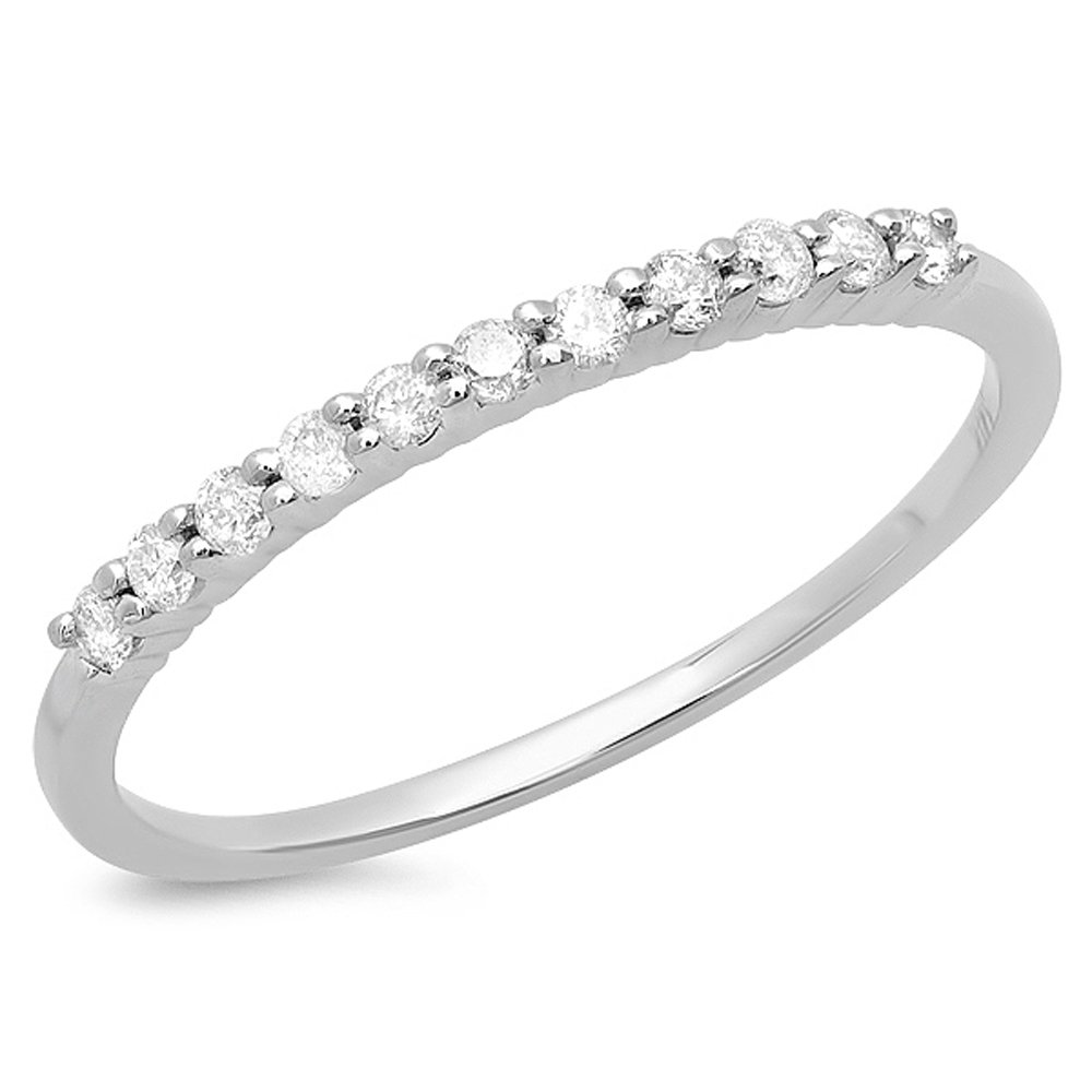 Dazzlingrock Collection 0.18 Carat (ctw) 14K Round White Diamond Stackable Anniversary Wedding Band, White Gold, Size 6