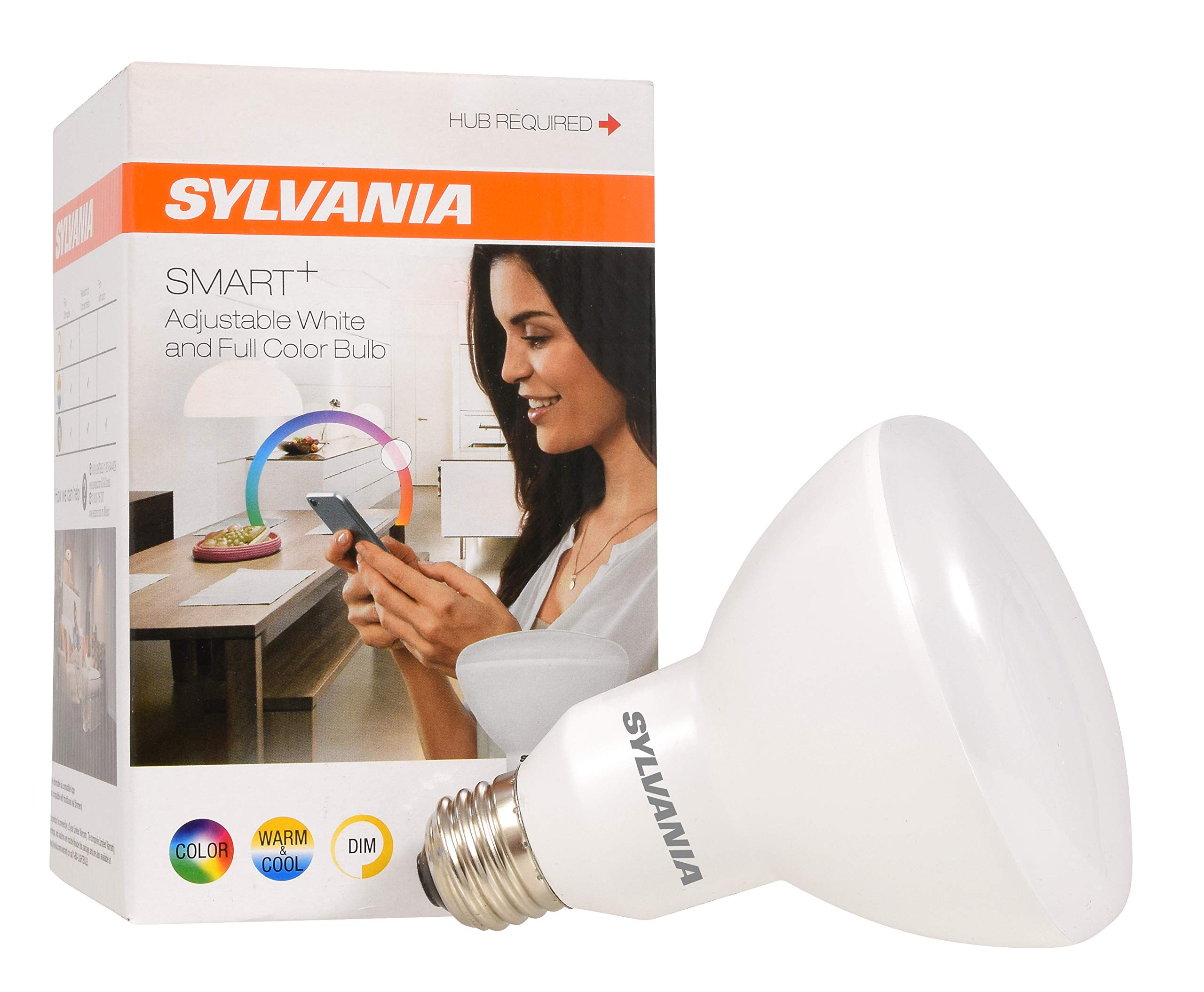 SYLVANIA SMART+ ZigBee Full Color and Tunable White BR30 LED Bulb, Works with SmartThings, Wink, and Amazon Echo Plus, Hub Needed for Amazon Alexa and Google Assistant, 1 pack