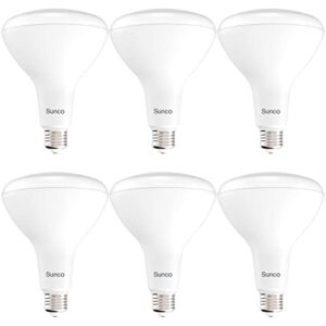 sunco 6 pack br40 light bulbs, led indoor flood light, dimmable, cri94 3000k warm white, 100w equivalent 17w, 1400 lumens, e26 base, indoor residential recessed can lights,high lumens - ul