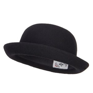 Wool Felt Upturn Brim Bowler Hat - Black OSFM