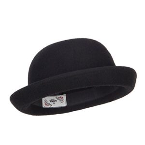 Wool Felt Upturn Brim Bowler Hat - Black OSFM