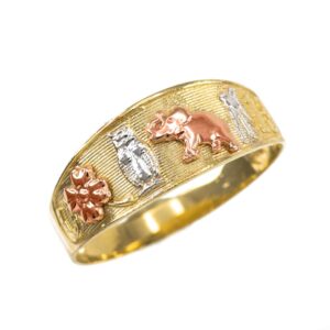 Good Luck Charms Solid 10k Tri-tone Gold Ring (Size 9)