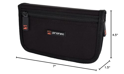 Protec Trumpet/Small Brass Multiple (4-Piece) Nylon Mouthpiece Pouch with Zipper Closure, Model A221ZIP,Black