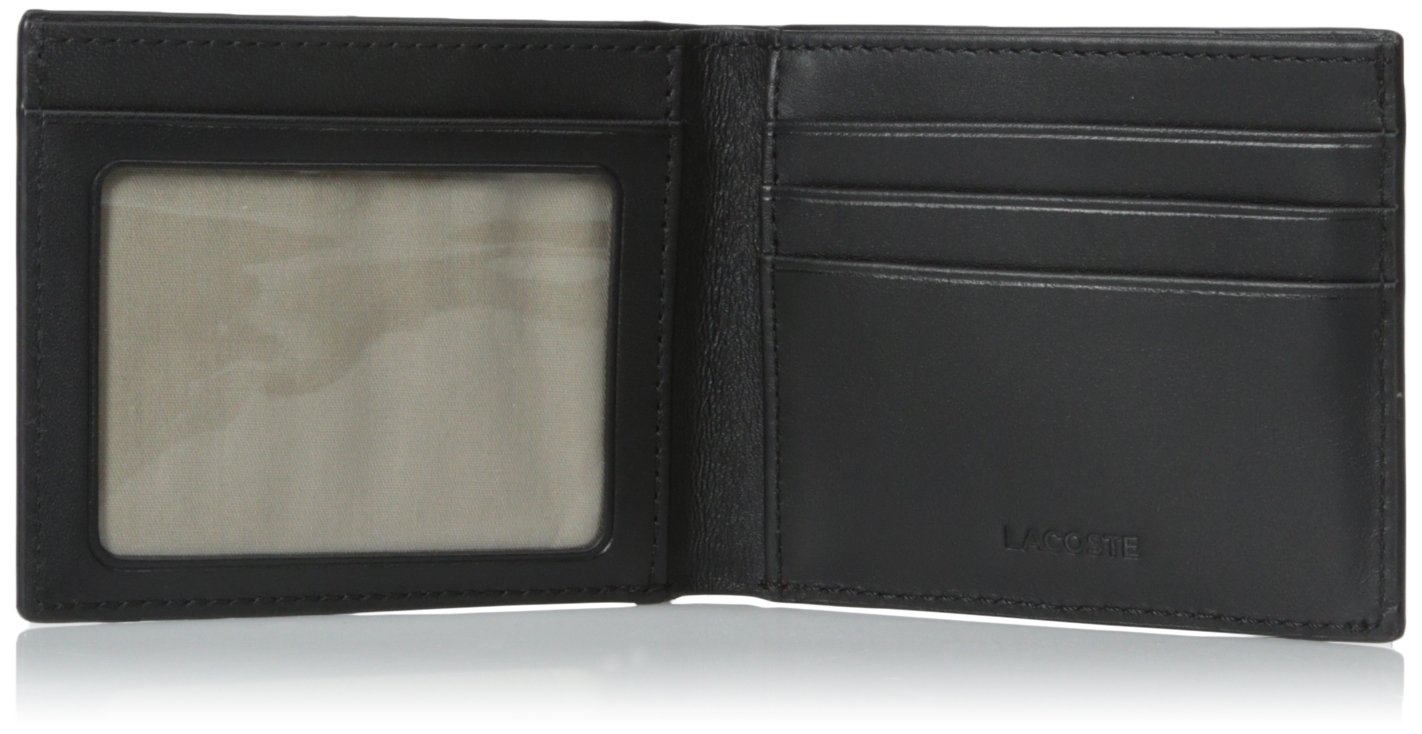 Lacoste mens Lacoste Men's Fitzgerald Leather Billfold With Id Card Holder Wallet, Black, One Size US