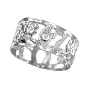 Good Luck Charms Fine 925 Sterling Silver Open Design Ring (Size 11.25)