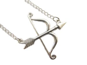 necklace bow and arrow, archery gift, archery, arrow and bow archery charm pendant