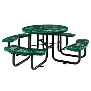 Global Industrial 46" Expanded Metal Round Picnic Table, Green