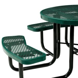 Global Industrial 46" Expanded Metal Round Picnic Table, Green