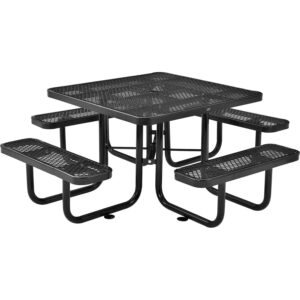 global industrial 46" expanded metal square picnic table, black