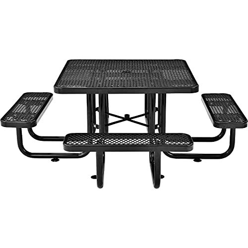 Global Industrial 46" Expanded Metal Square Picnic Table, Black