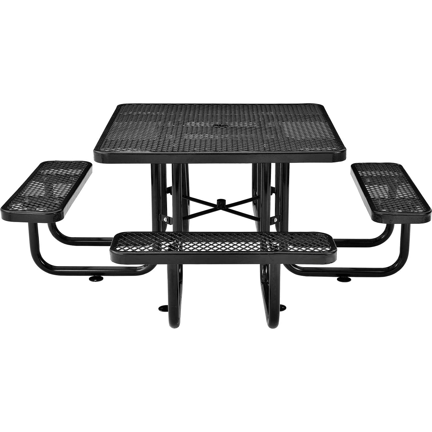 Global Industrial 46" Expanded Metal Square Picnic Table, Black