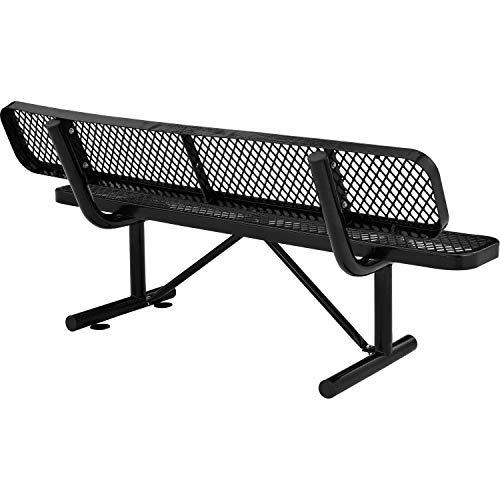 Global Industrial 72" L Expanded Metal Mesh Bench w/Back Rest, Black