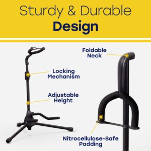 Hola! Music Guitar Stand - Height Adjustable, Collapsible w/Padded Neck & Yoke - Pack of 1 Tripod