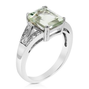 VIR JEWELS 2.20 cttw Emerald Shape Green Amethyst Ring Brass with Rhodium Plating 10x8 MM Size 7