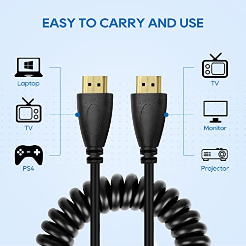 UCEC 4k Full HDMI to Full HDMI Coiled Cable for Atomos Compatible for Ninja Star Recorder(11.8 inch-17.7 inch)