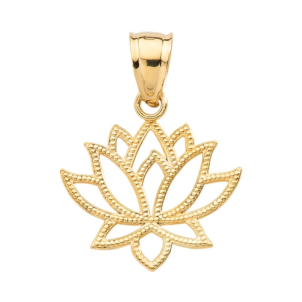 10k Yellow Gold Open Design Lotus Flower Pendant