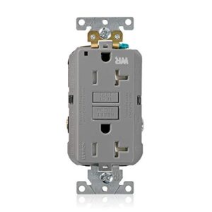 leviton g5362-wtg 20a-125v extra-heavy duty industrial grade weather/tamper-resistant duplex self-test gfci receptacle, 1.74 x 1.36 x 4.05 inches, gray, 20-amp