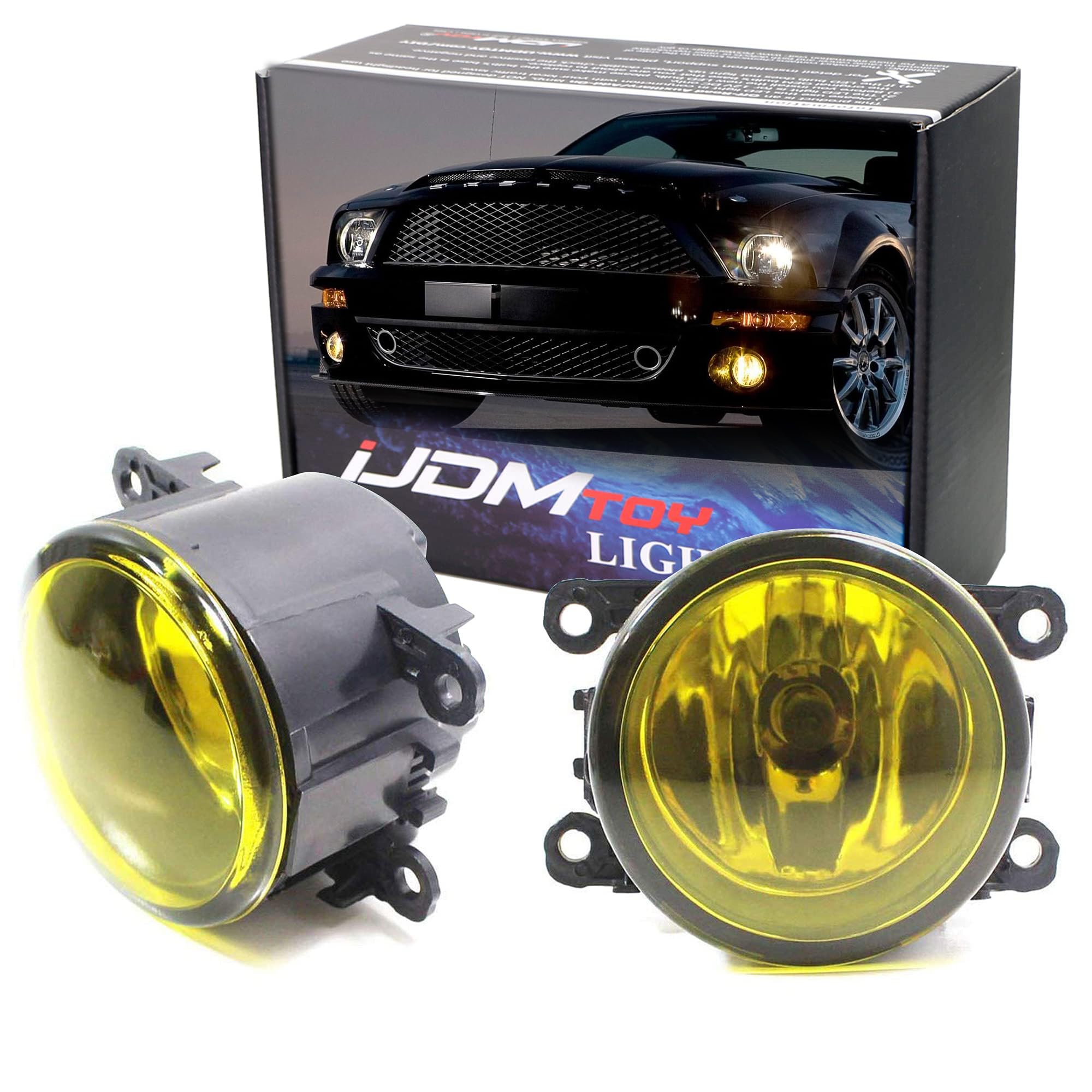 iJDMTOY Pair Selective Yellow Lens Fog Light Lamp Assemblies w/ 55W H11 Halogen Bulbs Compatible with Acura Honda, Compatible with Ford, Compatible WithNissan Subaru Suzuki etc