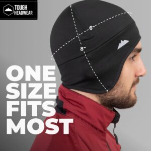 Tough Headwear Thermal Helmet Liner Skull Cap, Hard Hat Liner, Mens Beanie, Winter Cycling Cap & Running Gear, Ski Hat Black