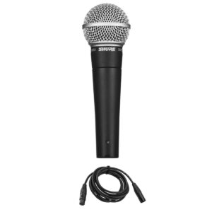 shure sm58-lc vocal microphone with h&a value series xlr m to f professional microphone cable - 10'