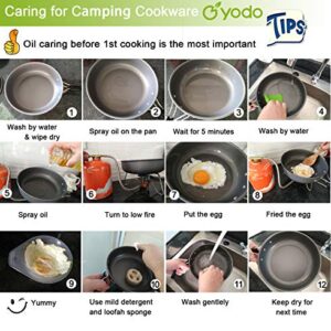 Yodo Anodized Aluminum Camping Cookware Set Backpacking Pans Pot Mess Kit for 4-5 Person