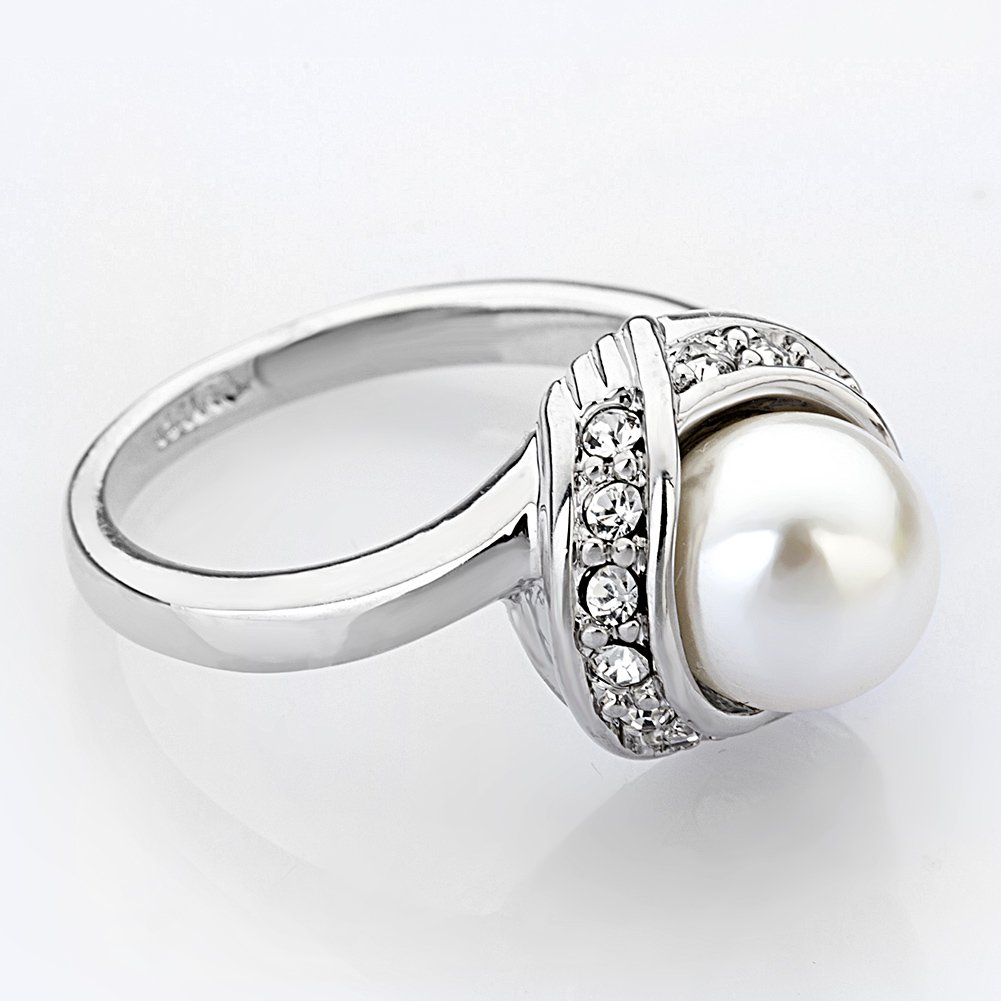 ACEFEEL Fashion Cocktail Pearl Rings for Women Costume Jewelry Statement Ring R103 Size 10