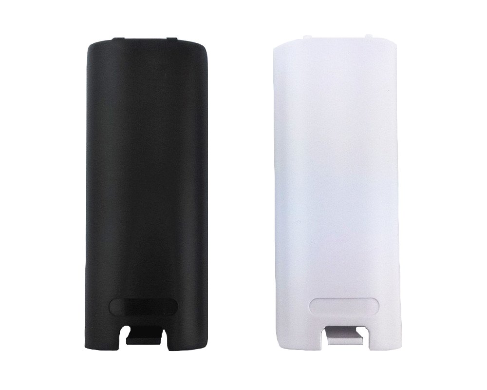 yueton 2pcs Black and White Replacement Battery Back Door Cover Shell for Nintendo Wii Remote Controller