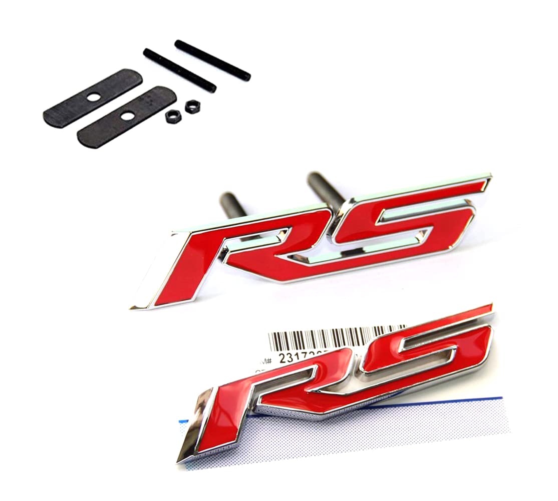 Yoaoo 1x OEM Grille Rs with Decal Rs Emblem Badge 3D Logo Allloy Compatible with Camaro Series Red