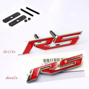 Yoaoo 1x OEM Grille Rs with Decal Rs Emblem Badge 3D Logo Allloy Compatible with Camaro Series Red