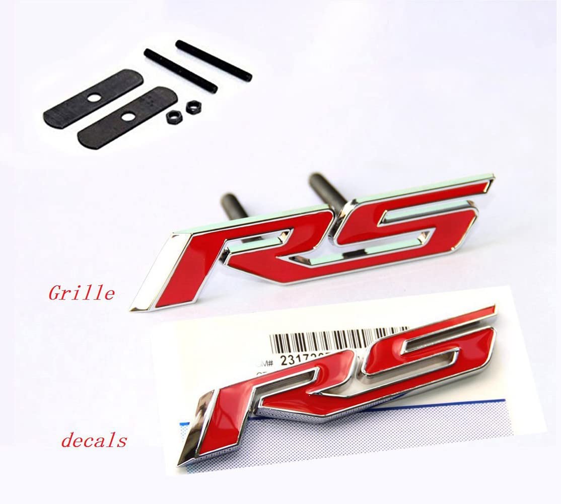 Yoaoo 1x OEM Grille Rs with Decal Rs Emblem Badge 3D Logo Allloy Compatible with Camaro Series Red