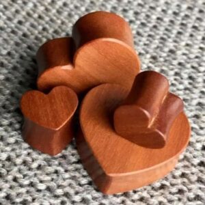 Lobal Domination PAIR of Heart Organic Red Cherry Wood Ear Plugs Earlets Gauges (1/2" (12mm))